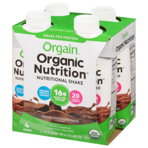 Orgain Grass Fed Clean Protein Shake Creamy Chocolate Fudge Meal