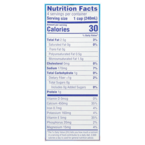 almond milk nutrition facts