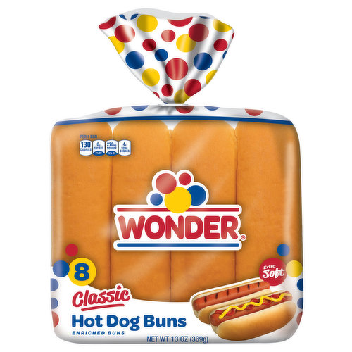 Wonder Hot Dog Buns, Enriched, Classic, Extra Soft