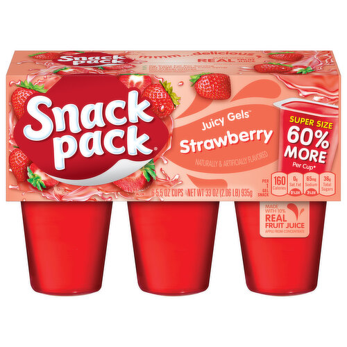 Super Snack Pack Juicy Gels, Strawberry, 6 Pack