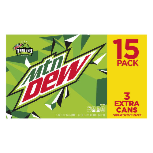 Mountain Dew Soda, 15 Pack