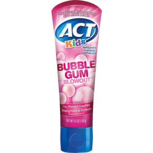 ACT Toothpaste, Anticavity Fluoride, Bubble Gum Blowout