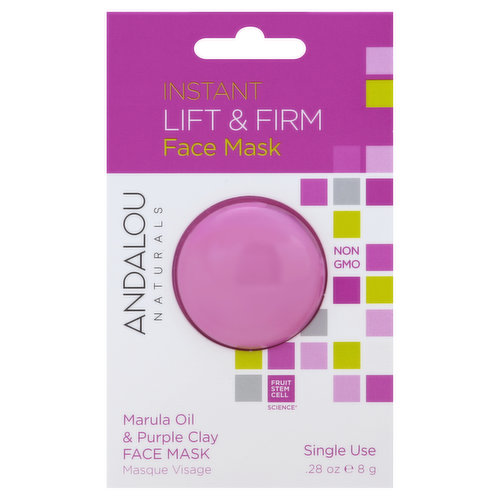 Andalou Naturals Face Mask, Instant Lift & Firm, Marula Oil & Purple Clay