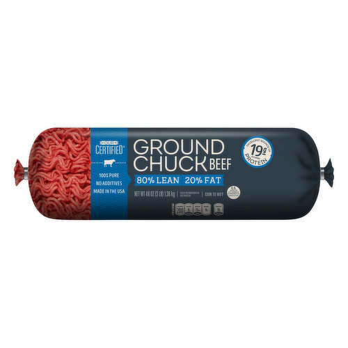 Our Certified Beef, Ground Chuck, 80% Lean/20% Fat