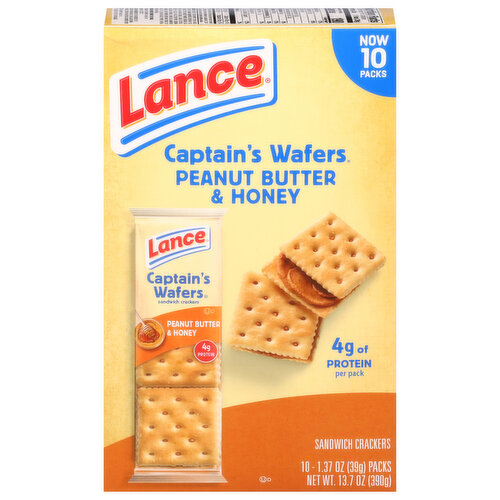 Lance Sandwich Crackers, Peanut Butter & Honey, 10 Packs