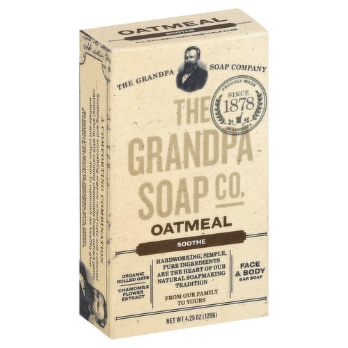 Grandpa Soap Bar Soap, Face & Body, Oatmeal