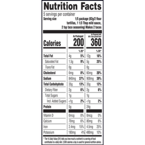 20 Taco Bell Taco Seasoning Nutrition Facts 