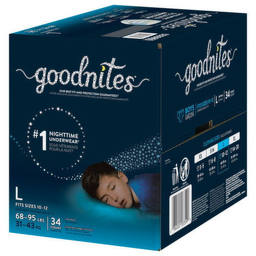 GoodNites Underwear, Nighttime, Boys, Large - Super 1 Foods