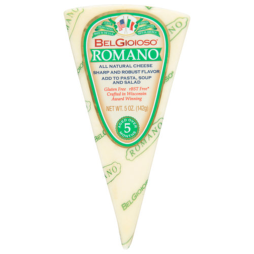 All natural cheese. Classic. Italian cheeses. Say bel-joy-oso. Sharp and robust flavor. Add to pasta, soup and salad.