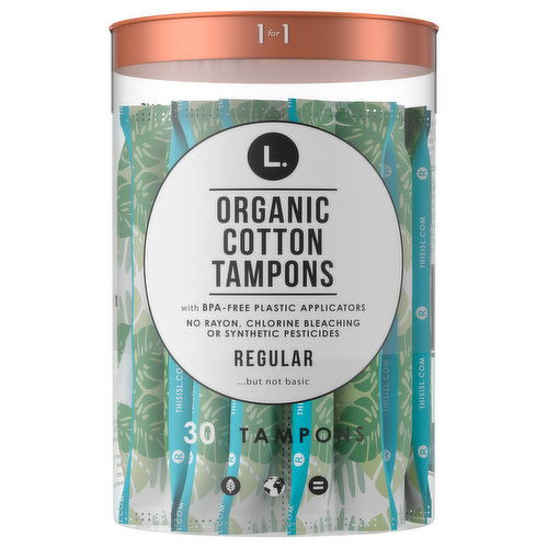 L. Cotton Tampons, Organic, Regular