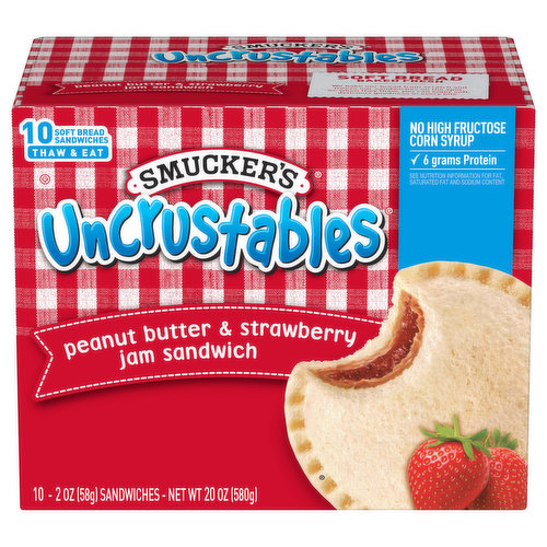 Uncrustables® Peanut Butter & Strawberry Jam Sandwich, 10-Count Pack