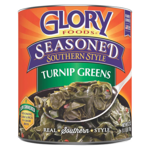 Slow simmered with onions garlic & spices in a savory broth. Glory vegetables are picked at the prime of ripeness, lovingly seasoned. Real. Southern. Style - and slowly simmered until they're cooked just right. Mmm - When you open a can of Glory, you've opened a can of goodness. Glory wrote the book on good ol' Southern style cookin'. And it's not at the library. We've done the work. You take the Glory!