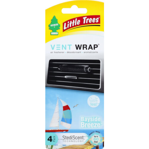 Little Trees Air Freshener, Bayside Breeze, Vent Wrap, 4 Pack