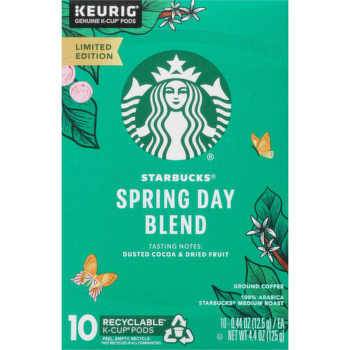 Starbucks Coffee, Ground, Medium Roast, Spring Day Blend, K-Cup Pods