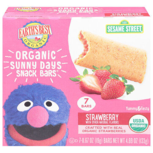 Earth's Best Organic Snack Bars, Organic, Strawberry, Sunny Days