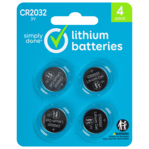 Simply Done Batteries, Lithium, 3V, 4 Pack