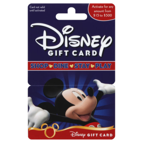 Disney Gift Card, $15 to $500