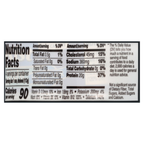 food label for tuna in water