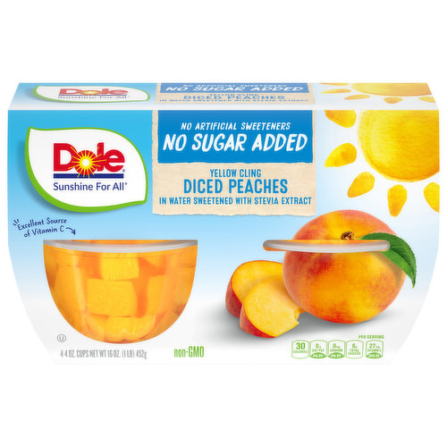 Dole Peaches, No Sugar Added, Yellow Cling, Diced