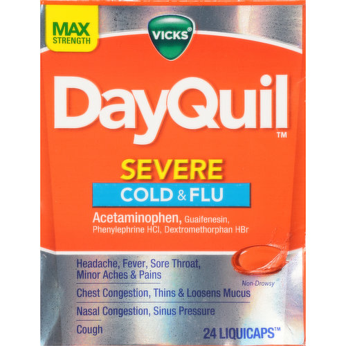 Vicks Cold & Flu, Severe, Max Strength, LiquiCaps