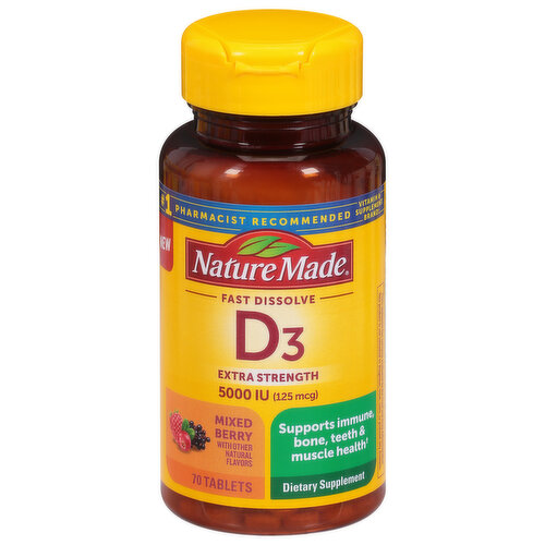 Nature Made Vitamin D3, Extra Strength, 125 mcg, Tablets, Mixed Berry
