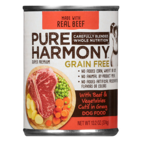 Pure Harmony Dog Food, Super Premium, With Beef & Vegetables Cuts in Gravy, Grain Free