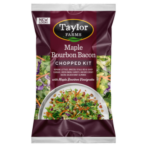 Ready for a surprisingly sweet and smoky side dish? Try this fresh chopped salad kit for an easy, nutrition-packed win at your dinner table. Packed with bold flavors, this chopped salad kit features delicious smoky bacon and crunchy golden honey almonds with a sweet Maple Bourbon Vinaigrette. The tasty toppings complement the nutrient-rich combination of crisp romaine lettuce, broccoli, cabbage, green onion, and carrots. Give this fresh, unique salad a try. We know you’ll love it.