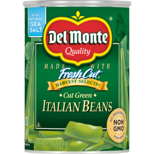 Del Monte Italian Beans, Cut Green, Harvest Select