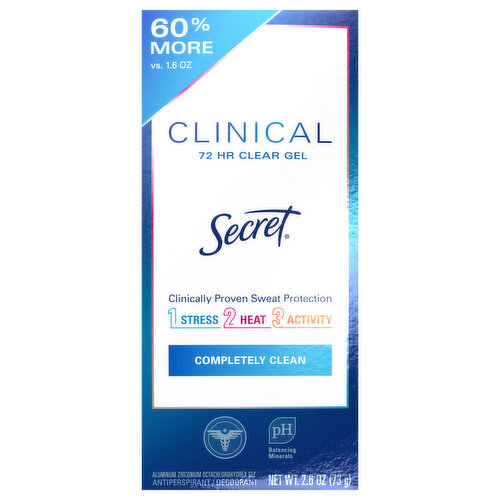 Secret Antiperspirant/Deodorant, Completely Clean, 72 Hr Clear Gel