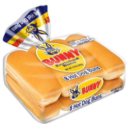 Bunny Hot Dog Buns, Enriched