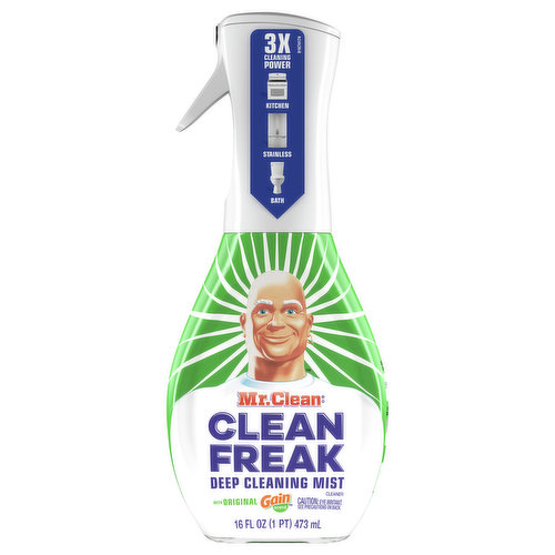 3x Cleaning Power: Kitchen. Stainless. Bath. Contains no phosphate. www.mrclean.com. terracycle.com. For more ingredient information visit www.mrclean.com. Questions? 1-800-867-2532. Terracycle: Recycle at terracycle.com.