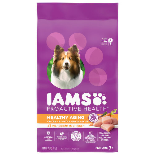 IAMS Dog Food, Super Premium, Chicken & Whole Grain Recipe, Healthy Aging, Mature 7+