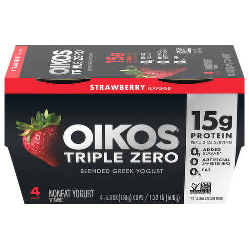 Oikos® Triple Zero Nonfat Strawberry Blended Greek Yogurt Cups