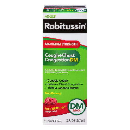 Robitussin Cough + Chest Congestion, DM, Maximum Strength, Non-Drowsy, Adult