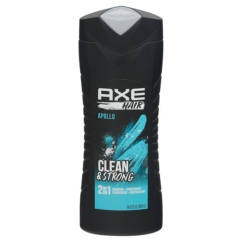 Axe Shampoo + Conditioner, 2 in 1, Apollo, Clean & Strong