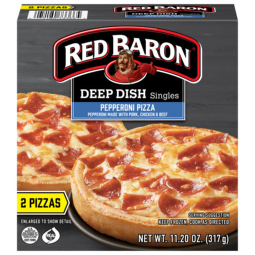 Red Baron Pizza, Pepperoni, Deep Dish, Singles