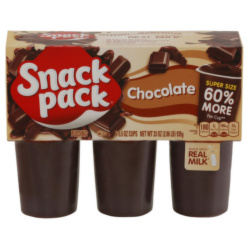 Snack Pack Pudding, Chocolate, Super Size