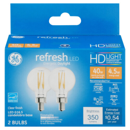 GE Light Bulbs, LED, Clear Finish, 4.5 Watts