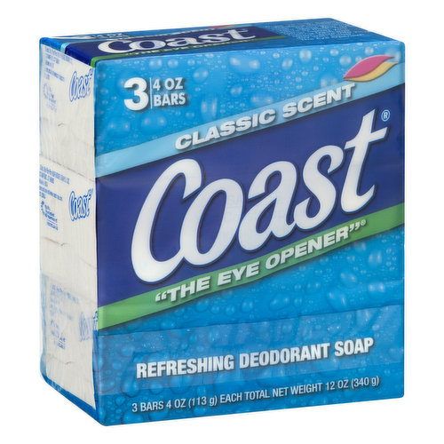 Coast Deodorant Soap, Refreshing, Classic Scent