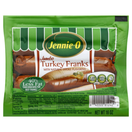 Jennie-O Turkey Franks, with Natural Smoke Flavoring, Jumbo