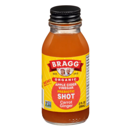 Bragg Apple Cider Vinegar, Prebiotic Shot, Organic, Carrot Ginger