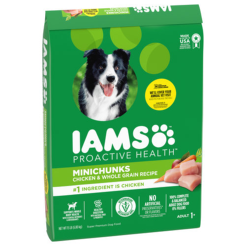 IAMS Dog Food, Chicken & Whole Grain Recipe, Adult 1+, Minichunks - Super 1  Foods