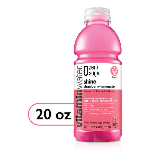 Vitaminwater Water Beverage, Zero Sugar, Nutrient Enhanced, Strawberry Lemonade, Shine