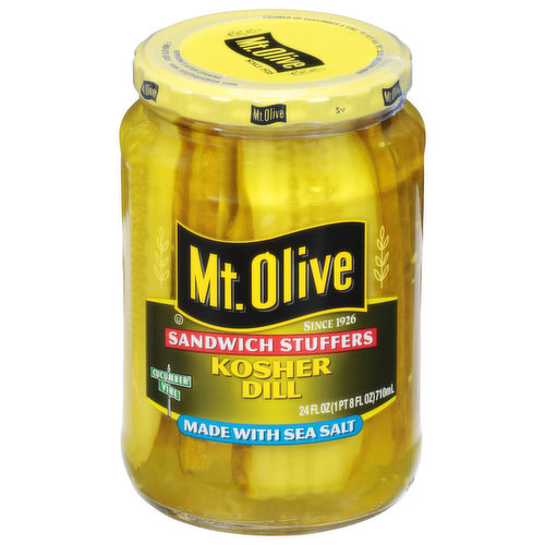 Mt Olive Pickles, Kosher Dill, Sandwich Stuffers