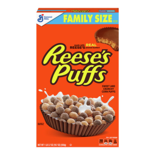 Reese's Puffs Corn Puffs, Sweet and Crunchy, Family Size