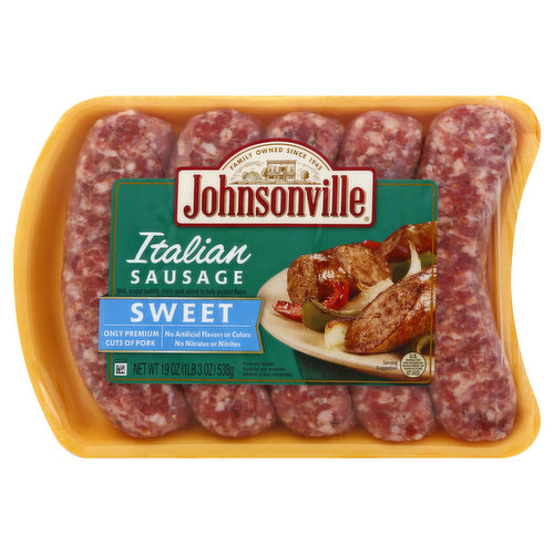 A gluten free product. No artificial flavors or colors. No nitrates or nitrites. Family owned since 1945. BHA, propyl gallate, citric acid added to help protect flavor. Only premium cuts of pork. Our company began in 1945 when Ralph F. and Alice Stayer opened a small butcher shop in Johnsonville, Wisconsin. Their philosophy was simple; make great-tasting meals and treat people well. Today, Johnsonville remains an independent, family-owned company. Every member of our team takes great pride in sharing our founder's standard for quality and doing right by others. Learn more about our story at Johnsonville.com. US inspected and passed by Department of Agriculture. Questions or comments? Keep package for reference. Call 1-888-556-2728. Product of USA.