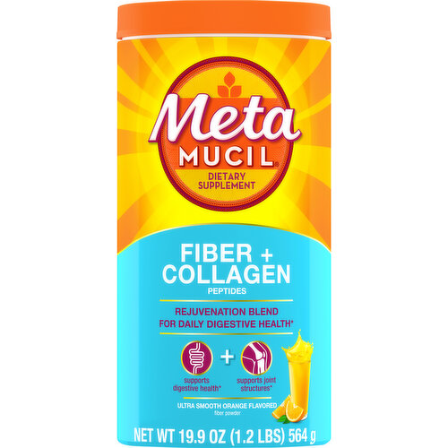 Metamucil Fiber + Collagen Peptides, Powder, Ultra Smooth Orange Flavored