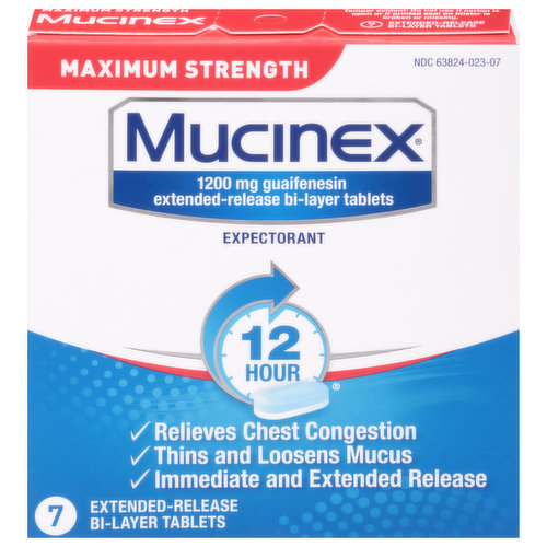 Mucinex Expectorant, Maximum Strength, 1200 mg, Tablets