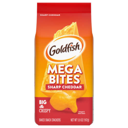 Goldfish Baked Snack Crackers, Sharp Cheddar, Mega Bites
