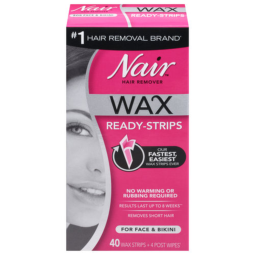 Nair Hair Remover, Wax Ready-Strips, Face & Bikini